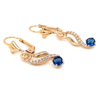 Amèlie 18ct Gold-Plated Blue CZ Drop Earrings 13015540