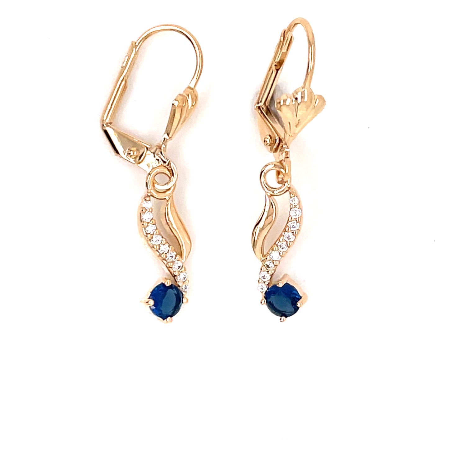 Amèlie 18ct Gold-Plated Blue CZ Drop Earrings 13015540