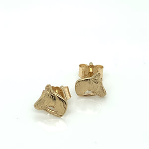 9ct Gold Neat Horsehead Stud Earrings GE876