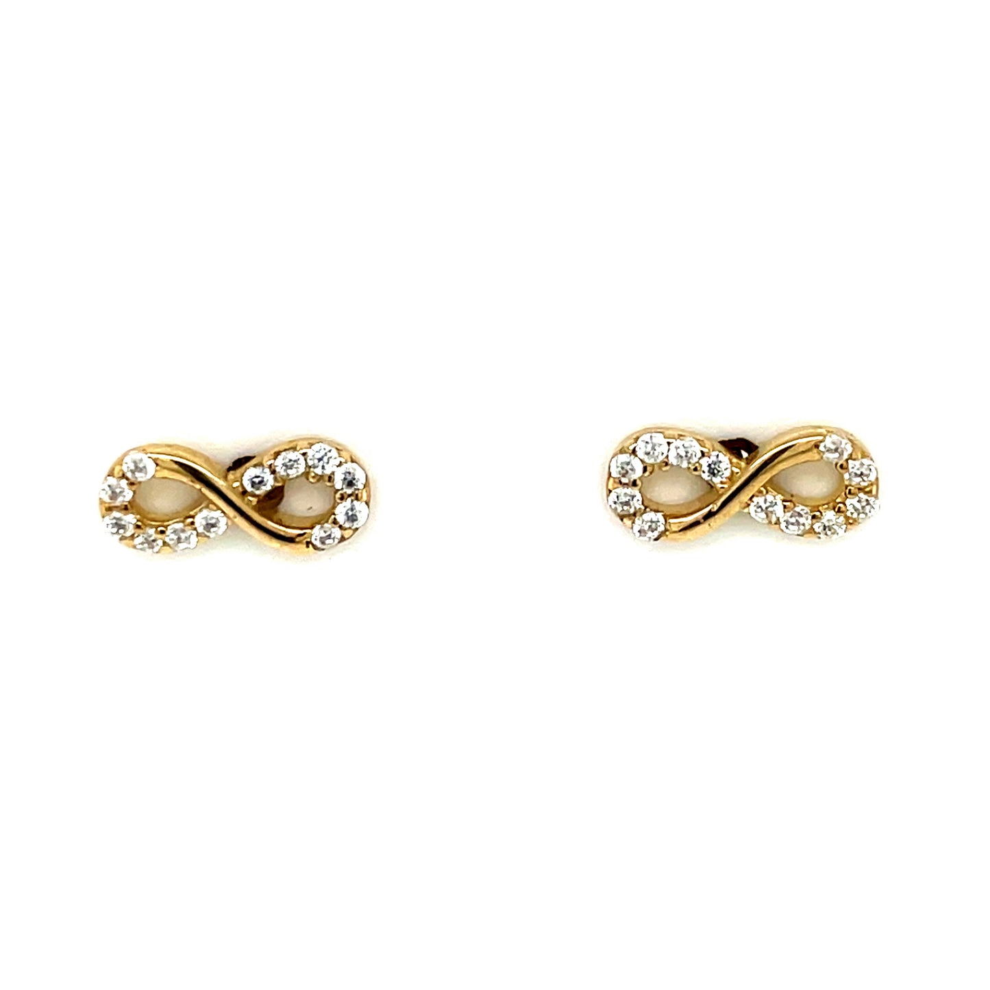 9ct Gold CZ Infinity Stud Earrings GEZ759