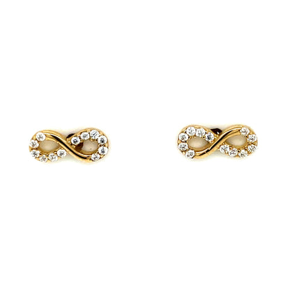 9ct Gold CZ Infinity Stud Earrings GEZ759