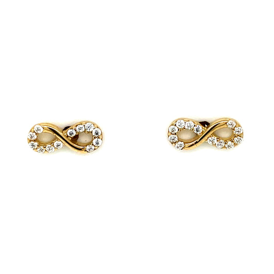 9ct Gold CZ Infinity Stud Earrings GEZ759