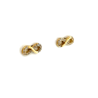 9ct Gold CZ Infinity Stud Earrings GEZ759
