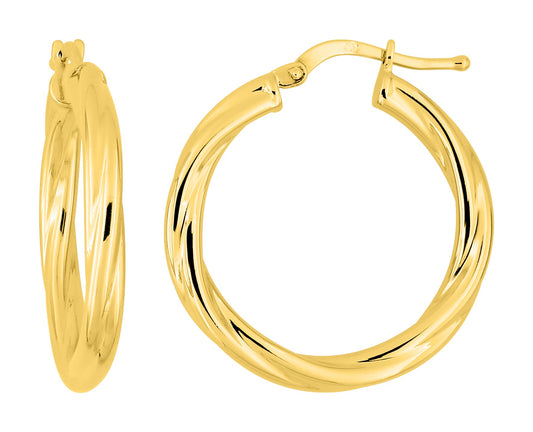 Bijoux D'Or 18ct Gold-Plated Twist Hoop Earrings 135143