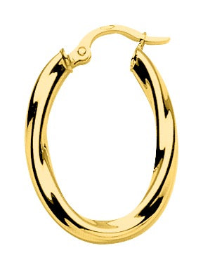 Bijoux D'Or 18ct Gold-Plated Oval Twist Hoop Earrings 135148