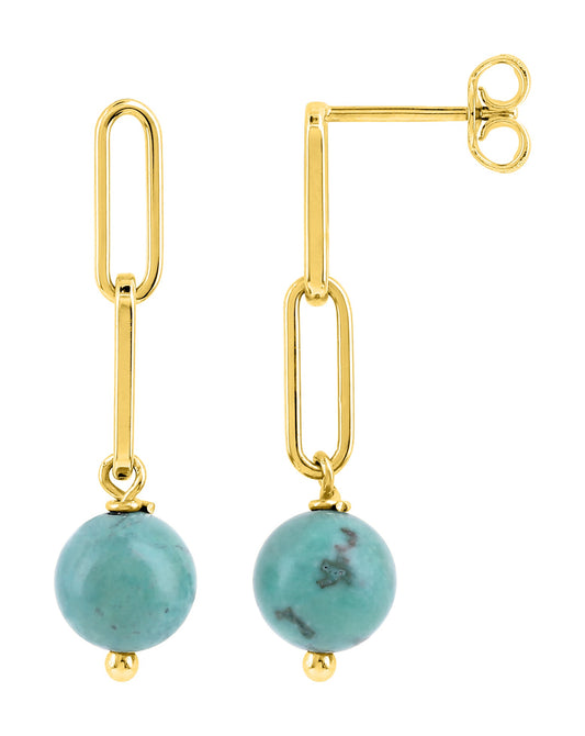 Bijoux D'Or 18ct Gold-Plated Turquoise Drop Earrings 135661