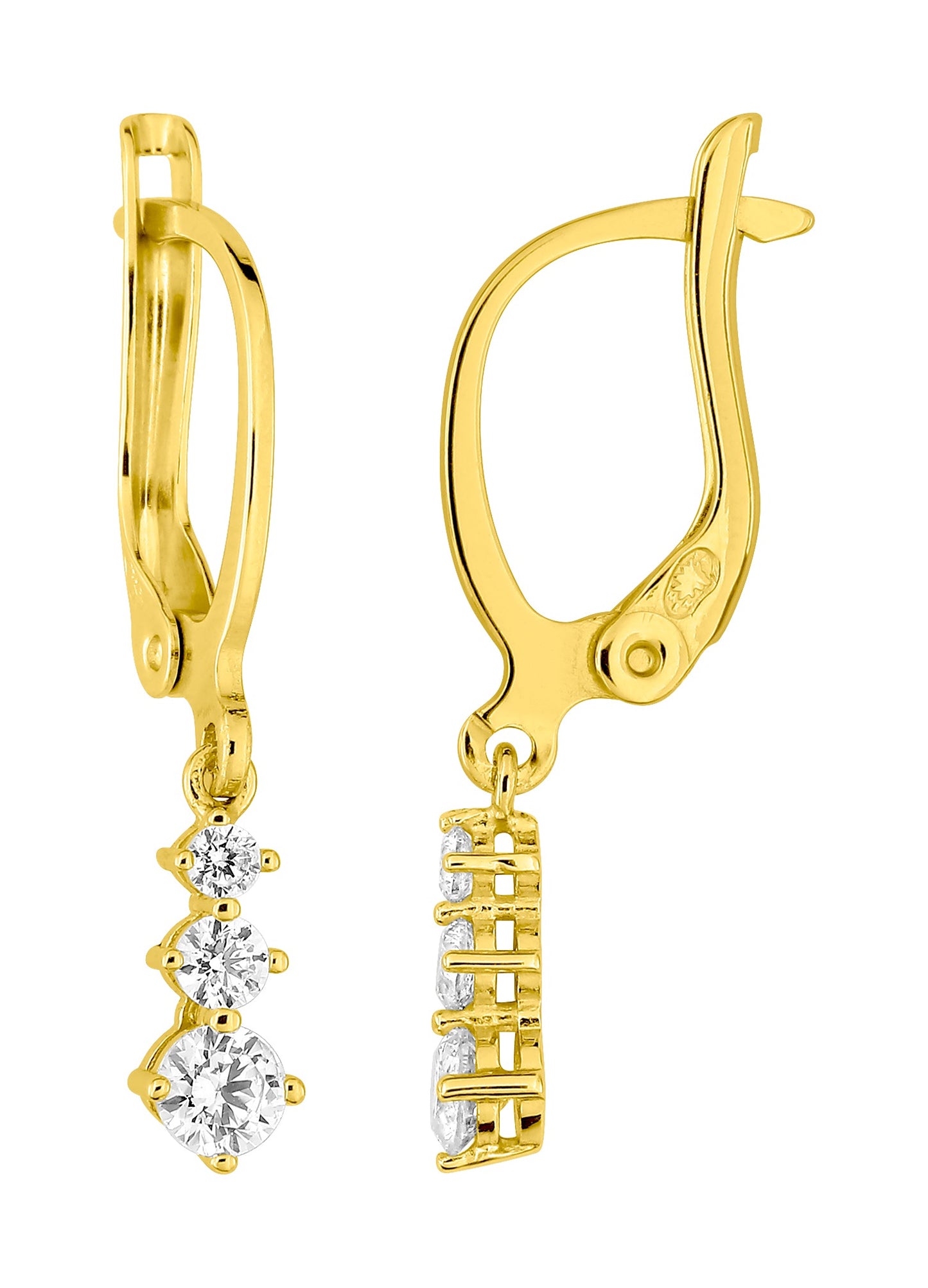 Bijoux D'Or 18ct Gold-Plated CZ Graduated Drop Earrings 135821.1