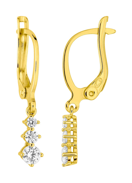 Bijoux D'Or 18ct Gold-Plated CZ Graduated Drop Earrings 135821.1
