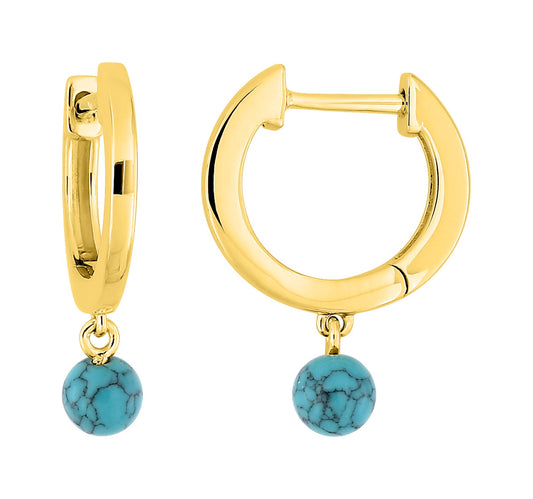 Bijoux D'Or 18ct Gold-Plated Turquoise Huggie Hoop Earrings 135982