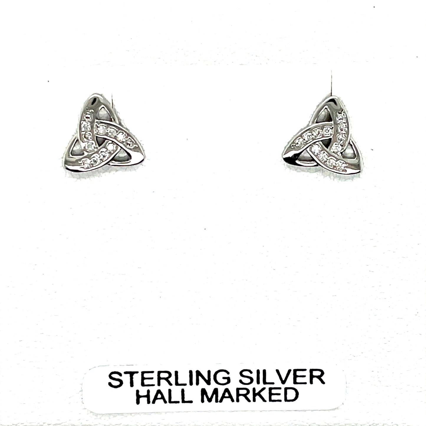 Silver CZ Trinity Knot Stud Earrings SE135