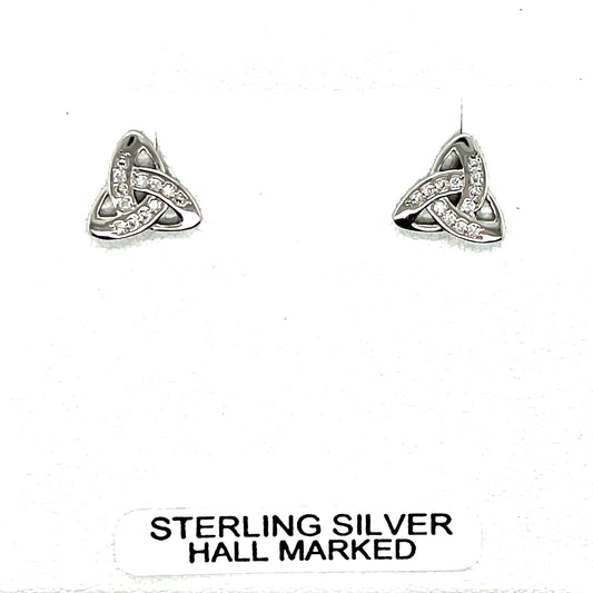 Silver CZ Trinity Knot Stud Earrings SE135
