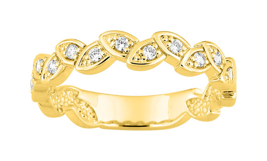 Bijoux D'Or 18ct Gold-Plated Leaf CZ Eternity Ring 137048.1
