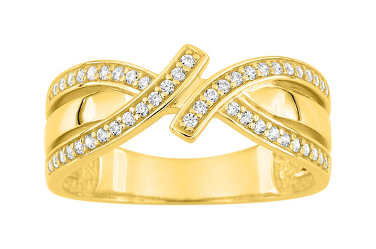 Bijoux D'Or 18ct Gold-Plated CZ Crossover Ring 137077.1