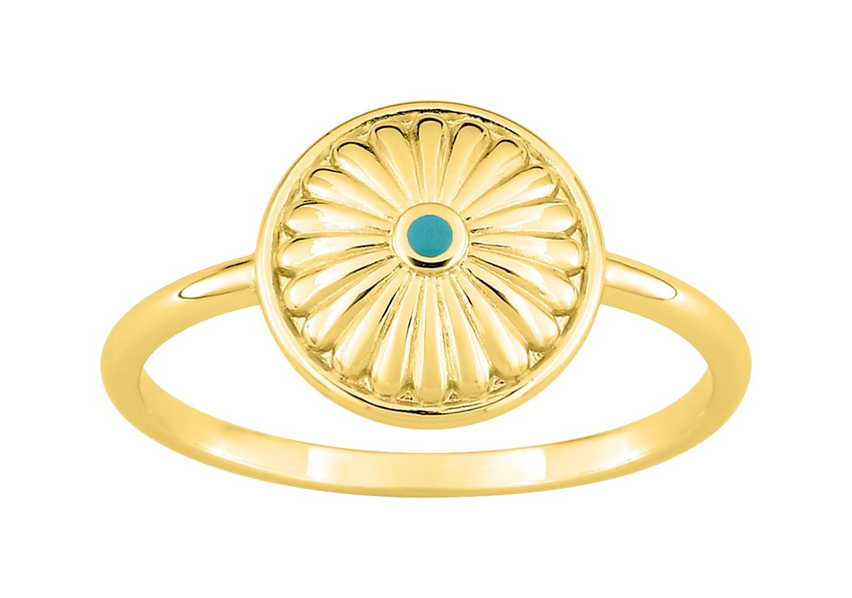 Bijoux D'Or 18ct Gold-Plated Turquoise Lacquer Ring 137126