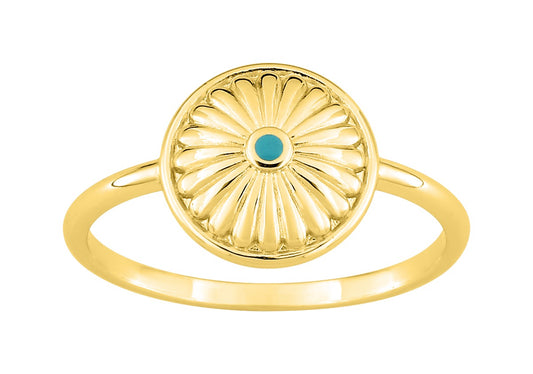Bijoux D'Or 18ct Gold-Plated Turquoise Lacquer Ring 137126