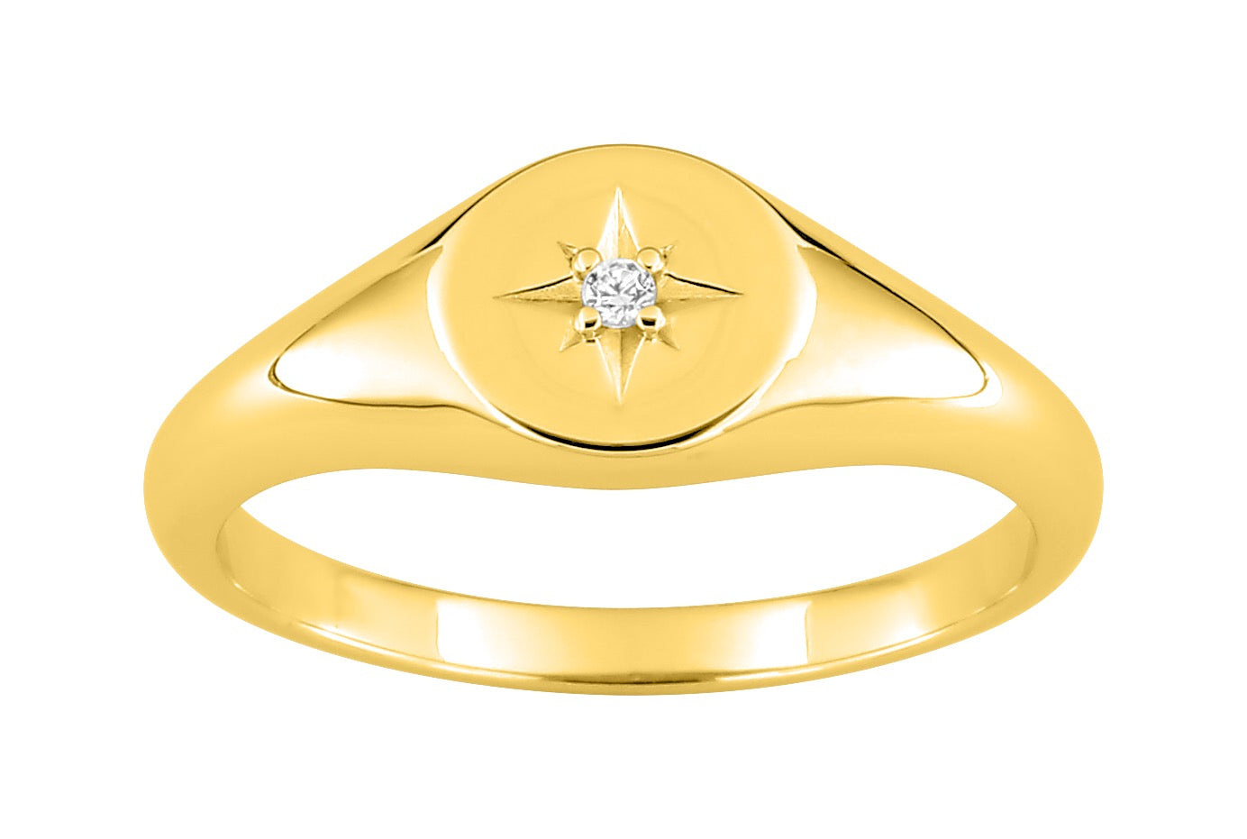 Bijoux D'Or 18ct Gold-Plated Ladies CZ Signet Ring 137156