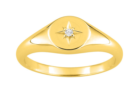 Bijoux D'Or 18ct Gold-Plated Ladies CZ Signet Ring 137156
