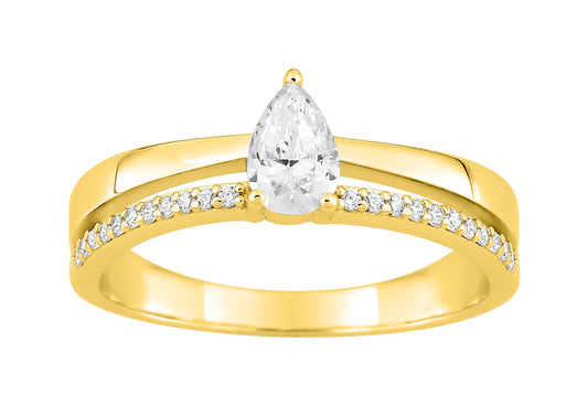 Bijoux D'Or 18ct Gold-Plated Pear CZ Ring Set 137160
