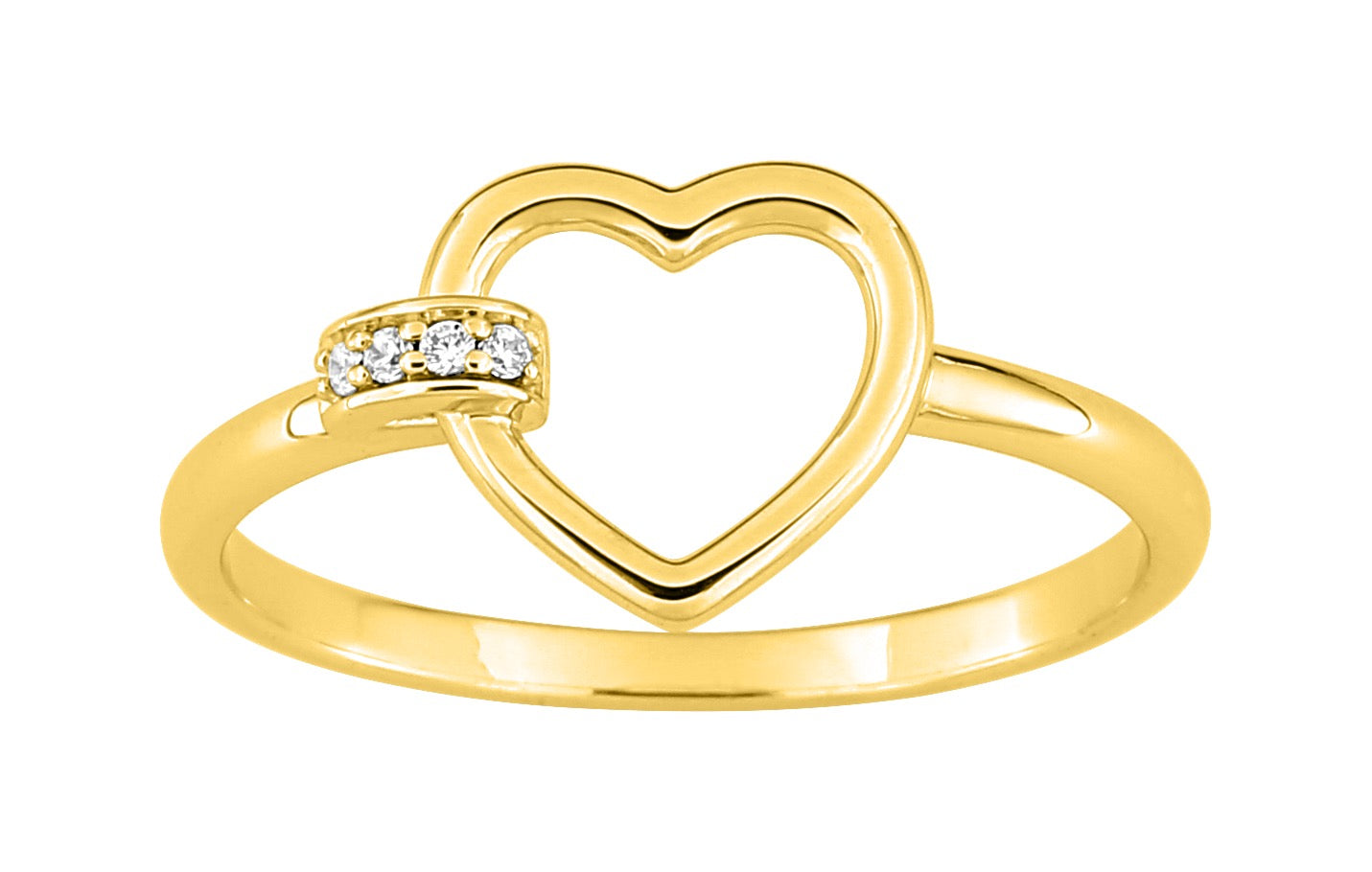 Bijoux D'Or 18ct Gold-Plated Heart CZ Ring 137171