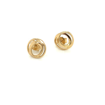 9ct Gold Double Circle  Stud Earrings GE874