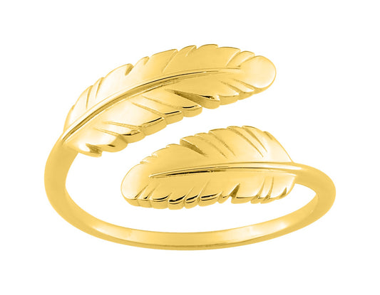 Bijoux D'Or 18ct Gold-Plated Leaf Ring 137737