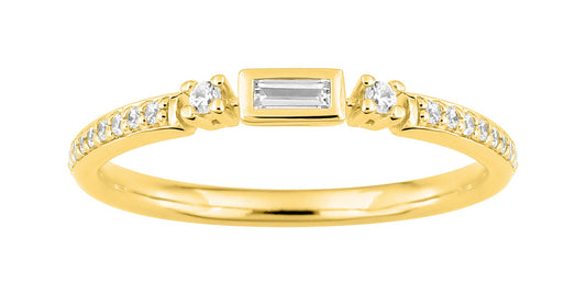 Bijoux D'Or 18ct Gold-Plated CZ Baguette Ring 137853