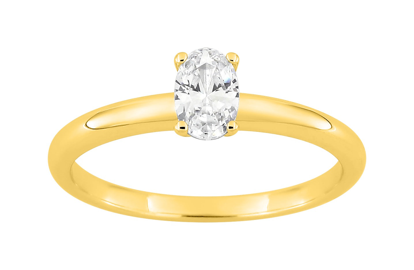 Bijoux D'Or 18ct Gold-Plated Oval CZ Stacking Ring 137942