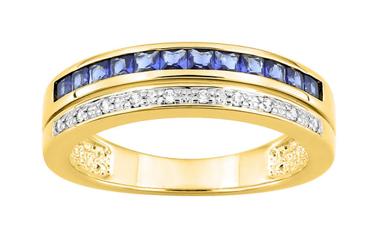 Bijoux D'Or 18ct Gold-Plated Sapphire CZ Band Ring 137943.2