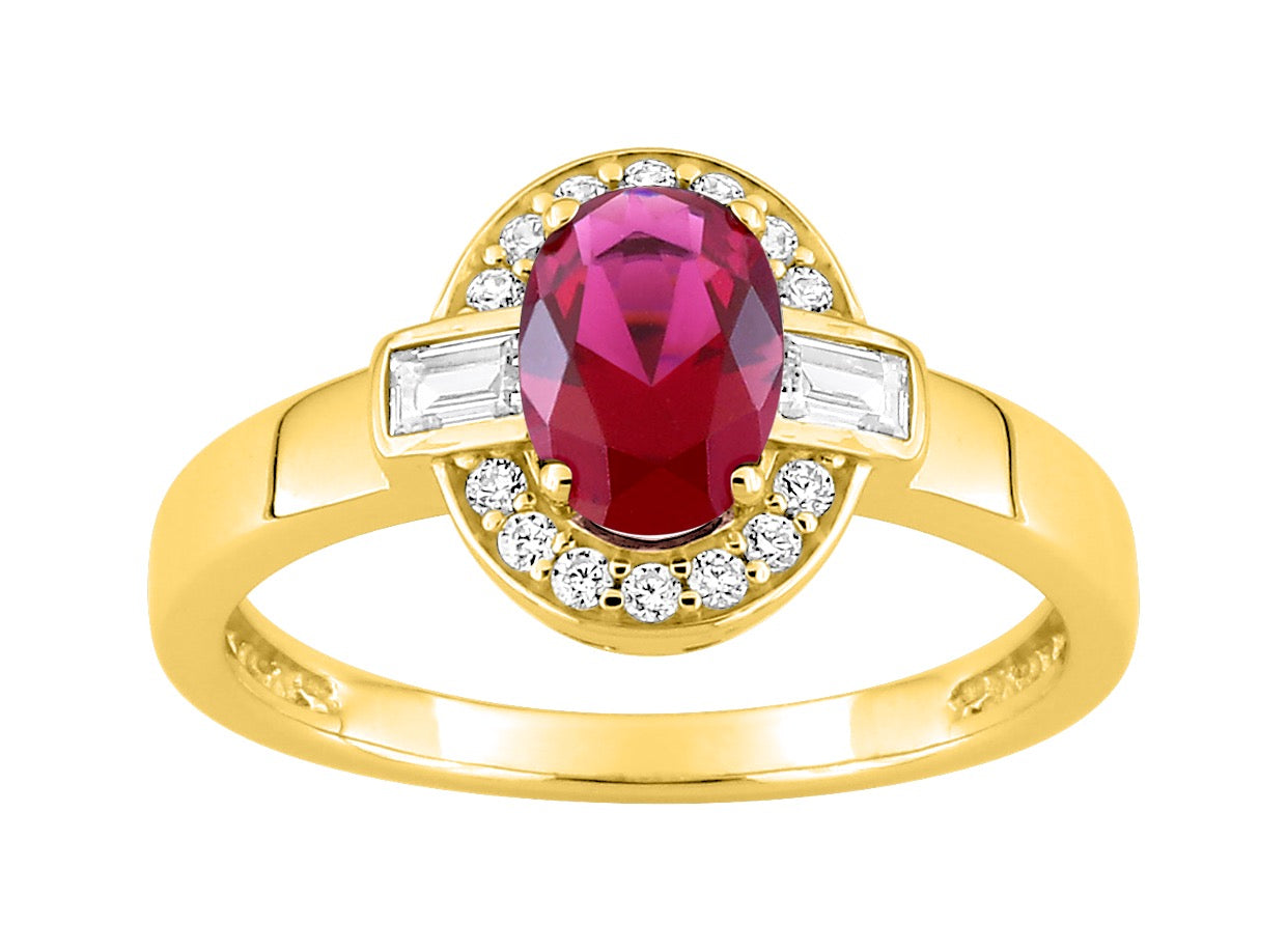 Bijoux D'Or 18ct Gold-Plated Ruby CZ Cluster Ring 137956.3