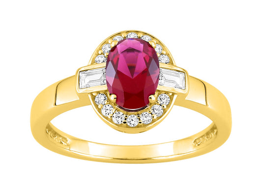 Bijoux D'Or 18ct Gold-Plated Ruby CZ Cluster Ring 137956.3