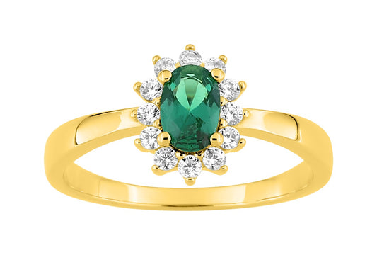 Bijoux D'Or 18ct Gold-Plated Emerald CZ Cluster Ring 137980.4