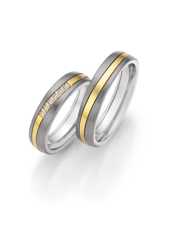 Surfing Colors Wedding Ring with 14K Gold & Titanium