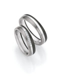 Surfing Colors Wedding Ring with 14K White Gold, Zirconium & Titanium