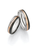 Surfing Colors Wedding Ring with 14K Rose Gold, Zirconium & Titanium