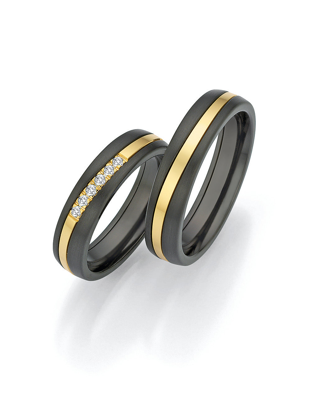 Surfing Colors Wedding Ring with 14K Gold & Zirconium