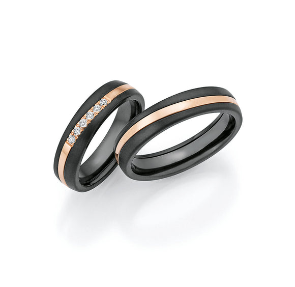 Surfing Colors Wedding Ring with 14K Rose Gold & Zirconium