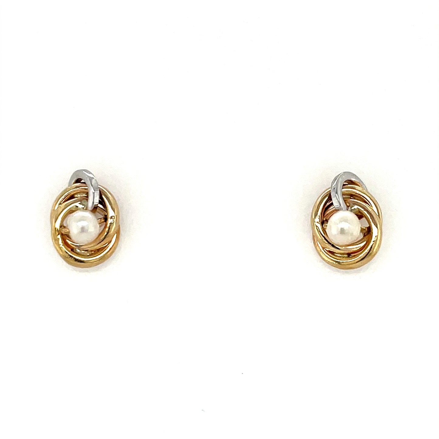 9ct Gold Pearl in Circles Earrings GEP378