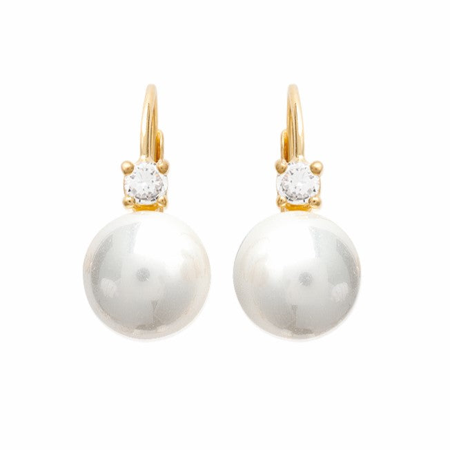 Amèlie 18ct Gold-Plated Pearl & CZ Earrings 14295014