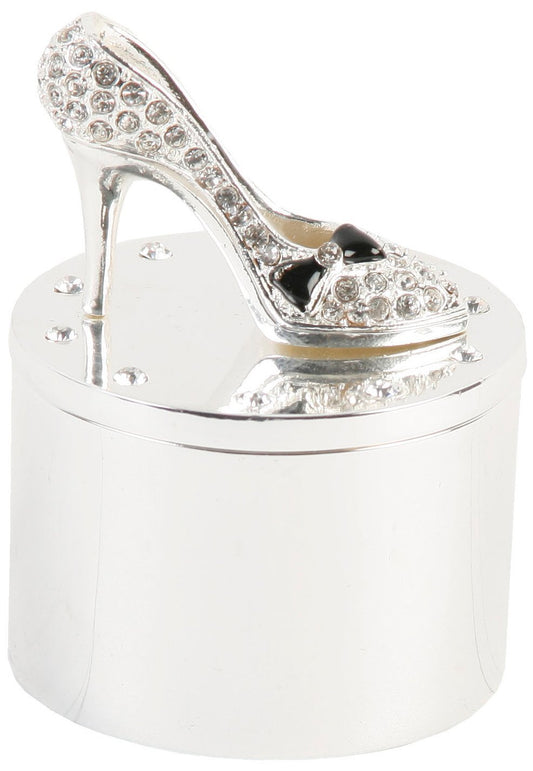 Silver Plated Crystal Shoe Trinket Box 14823