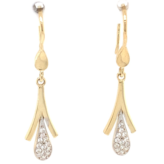 9ct Gold CZ Pavé Drop Earrings GEZ665