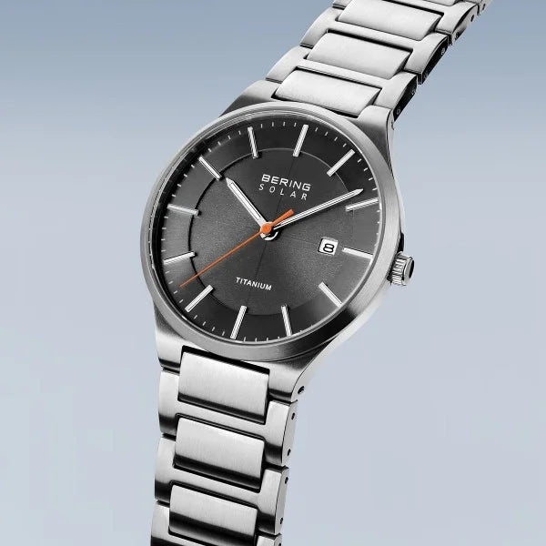 Bering Men's Titanium Watch| Solar | brushed silver | 15239-779