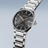 Bering Men's Titanium Watch| Solar | brushed silver | 15239-779