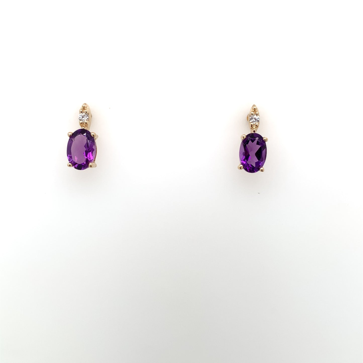 9ct Gold Amethyst CZ Stud Earrings GEX146