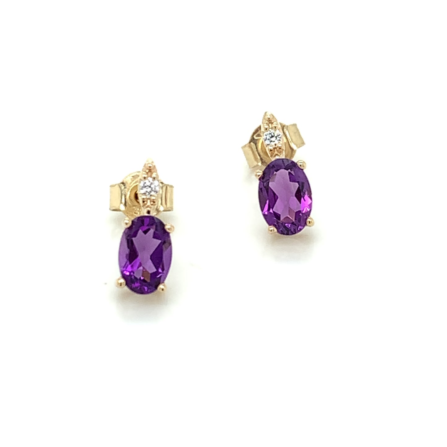 9ct Gold Amethyst CZ Stud Earrings GEX146