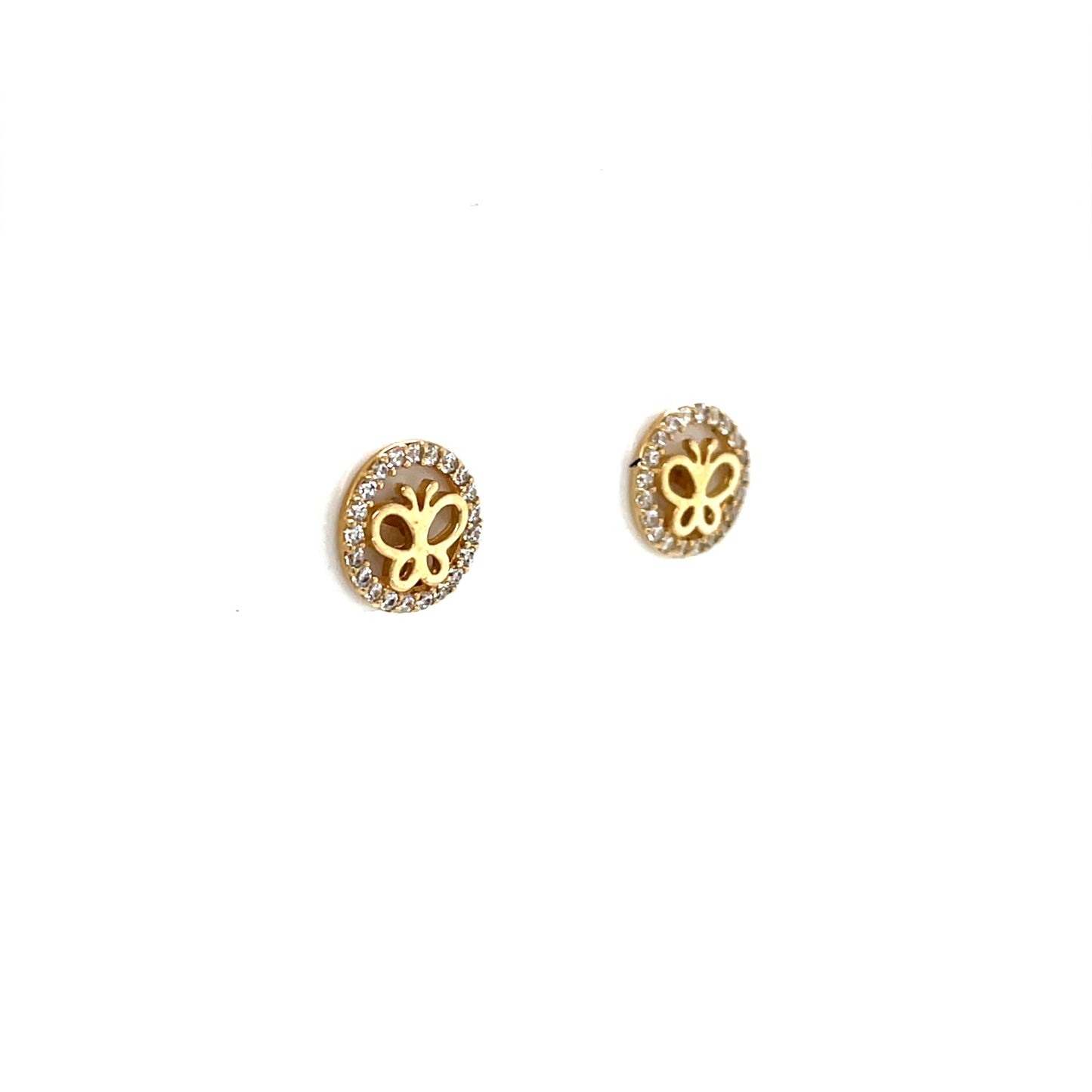 9ct Gold CZ Butterfly Stud Earrings GEZ754