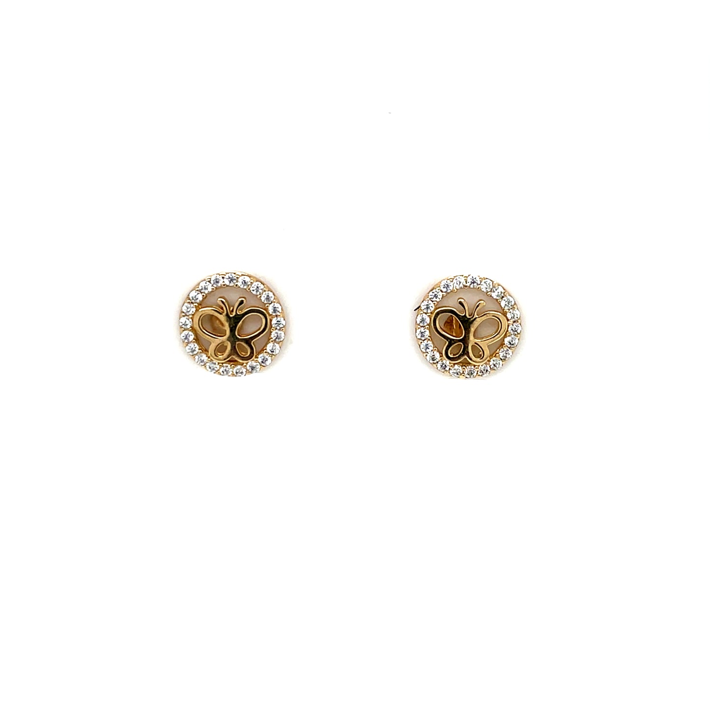 9ct Gold CZ Butterfly Stud Earrings GEZ754