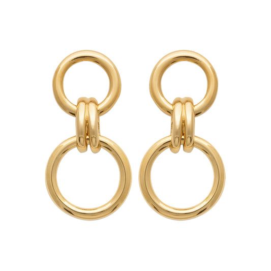 Amèlie 18ct Gold-Plated Neat Circles Drop Earrings 1584600