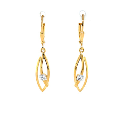 9ct Gold CZ Marquise Drop Earrings GEZ765