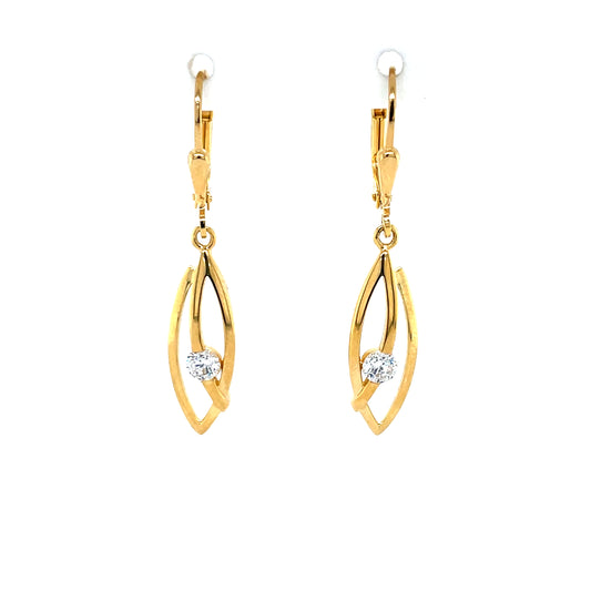 9ct Gold CZ Marquise Drop Earrings GEZ765