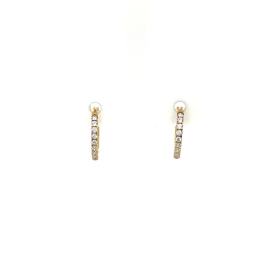 9ct Gold CZ 10mm Claw-set Huggie Earrings GEZ763